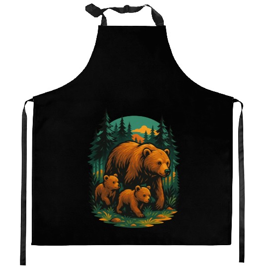 Mama Bear and Cubs Forest Kitchen Aprons – Bold Wildlife