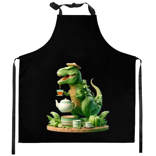 Kitchen Aprons Tea Rex - Thé mignon et amusant Sticker