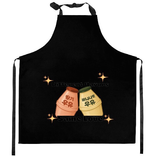 Cute Korean Strawberry and Banana Milk Design Kitchen Aprons