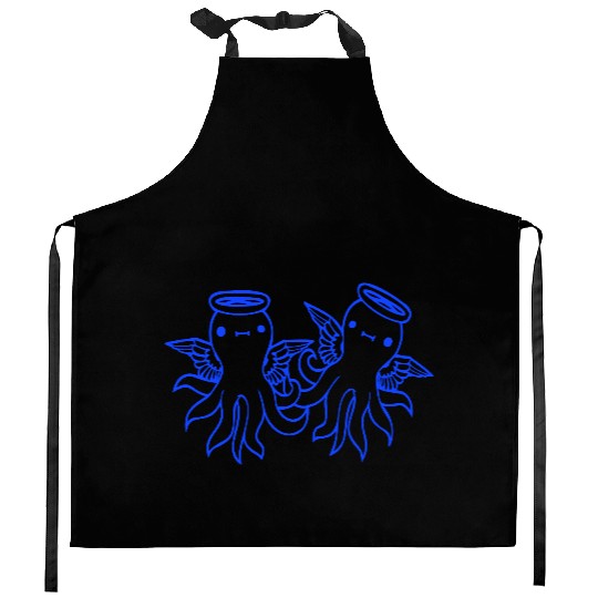 2 octopus angel team two friends wings halo flying Kitchen Aprons