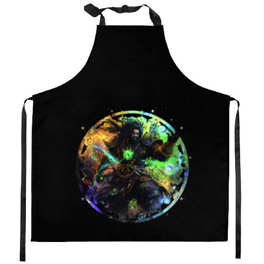 Mighty Magic Warrior Mystical Epic Fantasy Kitchen Aprons