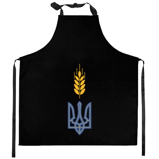 Ukraine Trident Wheat Symbol Ukrainian Heritage Kitchen Aprons