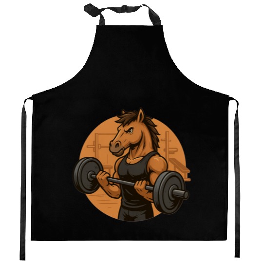 Horsepower Gains – Muscular Gym Horsa Design Kitchen Aprons