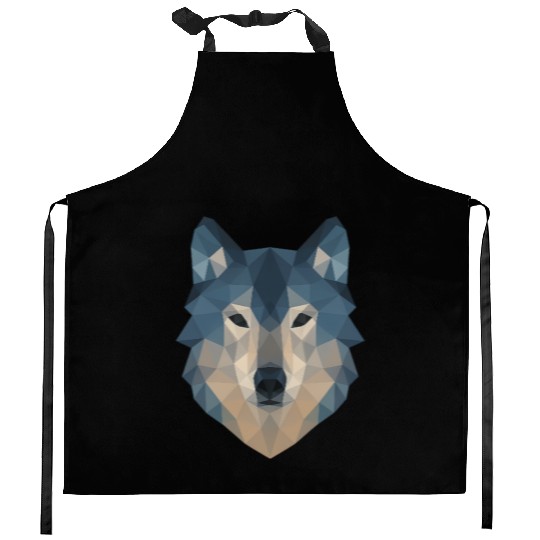 Geometric Wolf Face – Bold Abstract Wild Animal Ar Kitchen Aprons