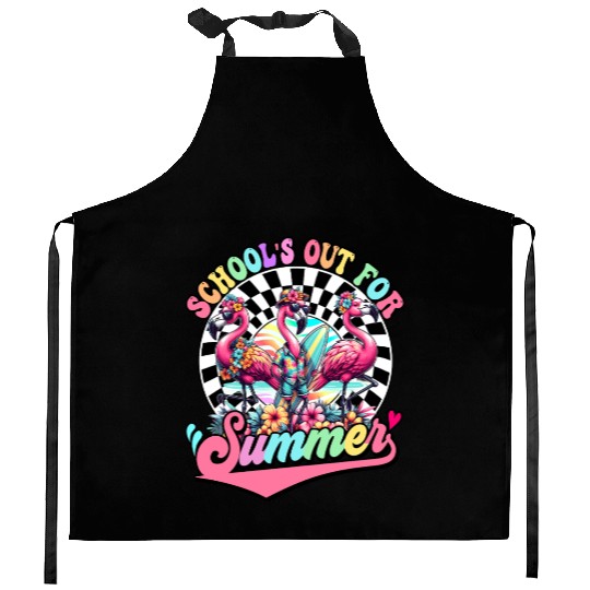 Schools Out For Summer Flamingo Teaches Students Kitchen Aprons