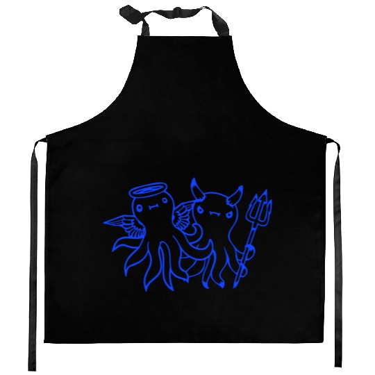2 Octopus Devil Angel Heaven Hell Team Two Friends Kitchen Aprons