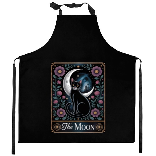The Moon Tarot Cat Card Art Kitchen Aprons