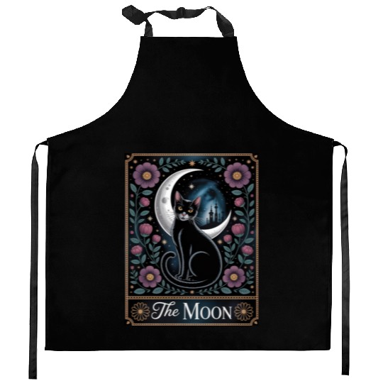 The Moon Tarot Cat Card Art Kitchen Aprons
