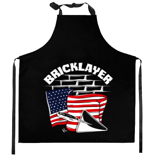Bricklayer American Pride Flag Design Kitchen Aprons