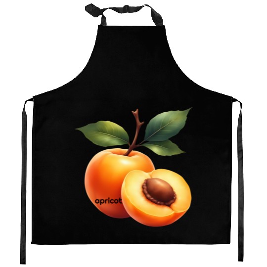 Apricot branch with green leaves Kitchen Aprons