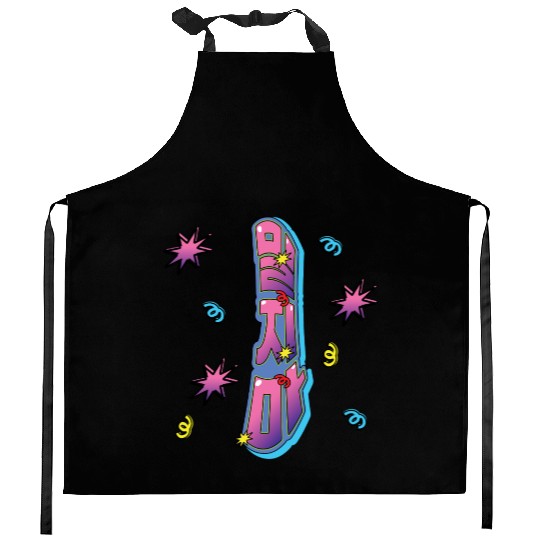 “Don’t Push” in Korean Hangul Typography Kitchen Aprons