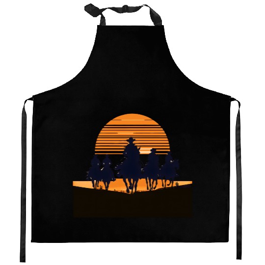 Western Sunset Cowboy Kitchen Aprons