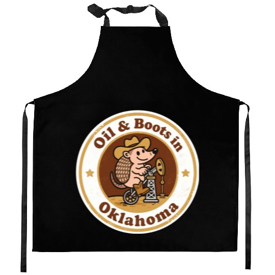 Oil Boots Oklahoma Vintage Artwork Kitchen Aprons