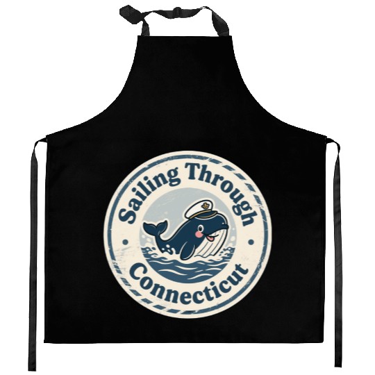 Connecticut Whale Captain Design Kitchen Aprons