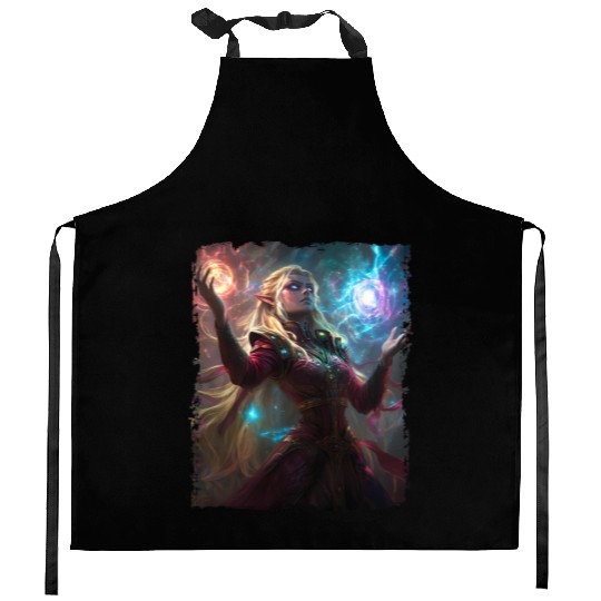 Magical Elf Sorceress under Starlight Kitchen Aprons