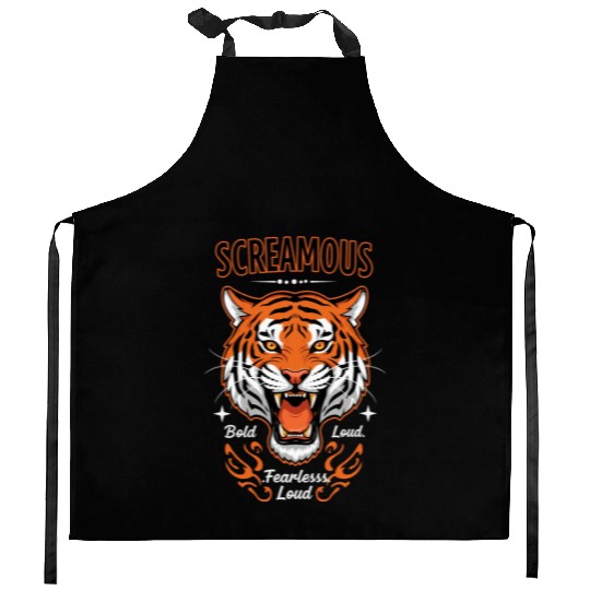 Bold, fearless, and loud tiger design Kitchen Aprons