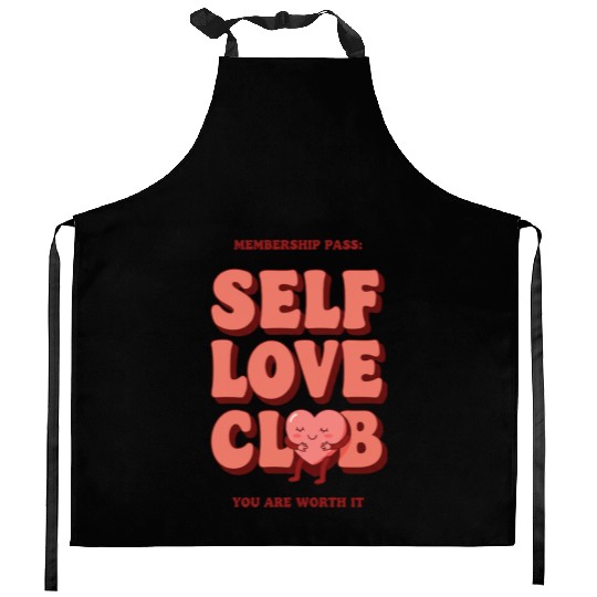 Retro self love club art. You are worth it! Kitchen Aprons