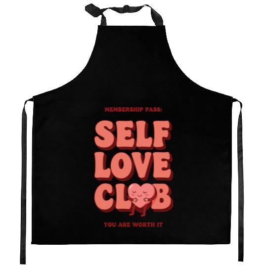 Retro self love club art. You are worth it! Kitchen Aprons