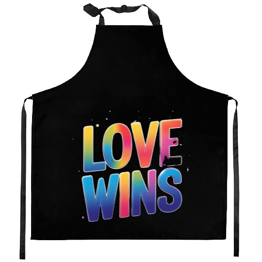 Love Wins Rainbow Script Kitchen Aprons – Pride Month Kitchen Aprons
