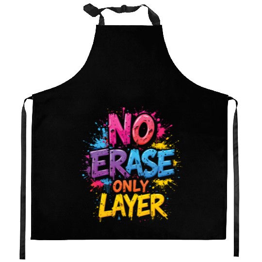NO ERASE ONLY LAYER - Bold 3D Typography Art Kitchen Aprons