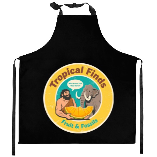Caveman Mammoth Retro Ancient Fruit Discovery Kitchen Aprons