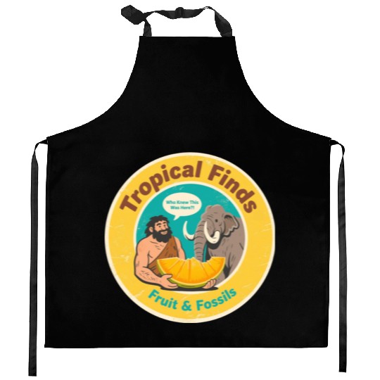 Caveman Mammoth Retro Ancient Fruit Discovery Kitchen Aprons