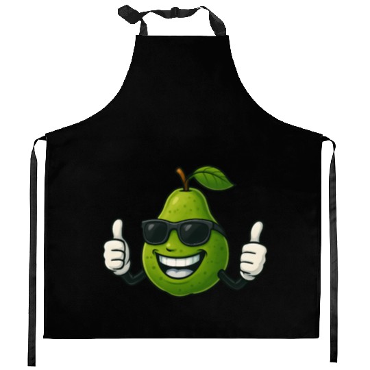 Cute cartoon pear guava fruit summer joy Kitchen Aprons