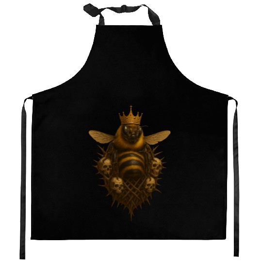 Queen Bee - Gothic Insect Ruler Kitchen Aprons