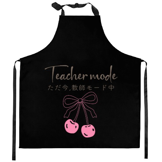 Teacher Mode Coquette Cherry Kitchen Aprons