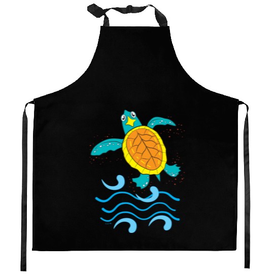 Cute Hawksbill Baby Sea Turtle Kitchen Aprons