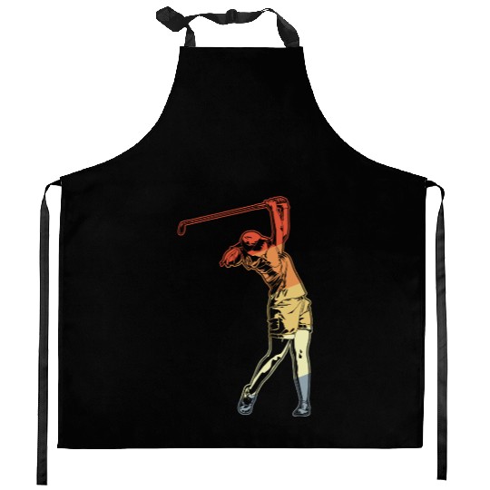Golfer Lady Kitchen Aprons