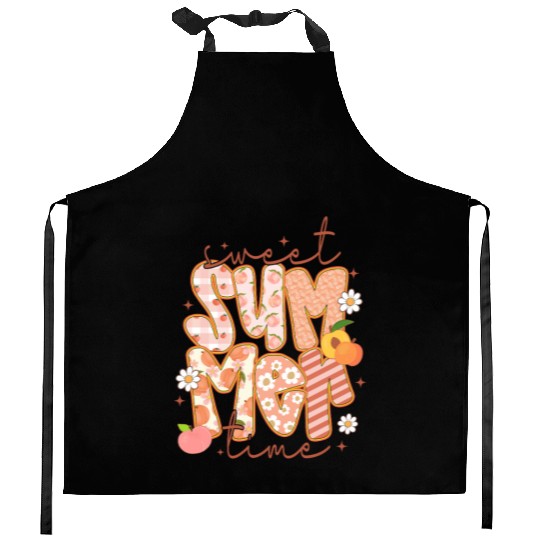 Sweet Summer Time Preppy Peach Kitchen Aprons