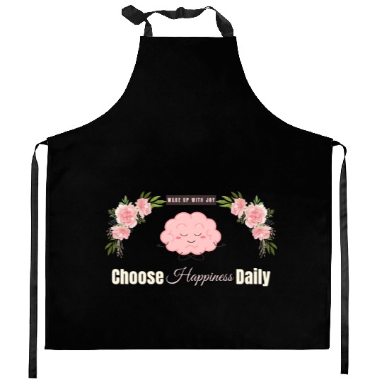 Choose Happiness Brain Design - Mental Wellness Kitchen Aprons