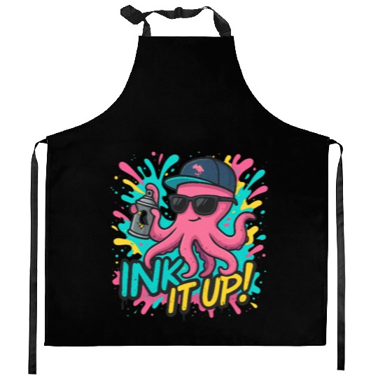 Ink It Up – Cool Graffiti Octopus Street Art Desig Kitchen Aprons