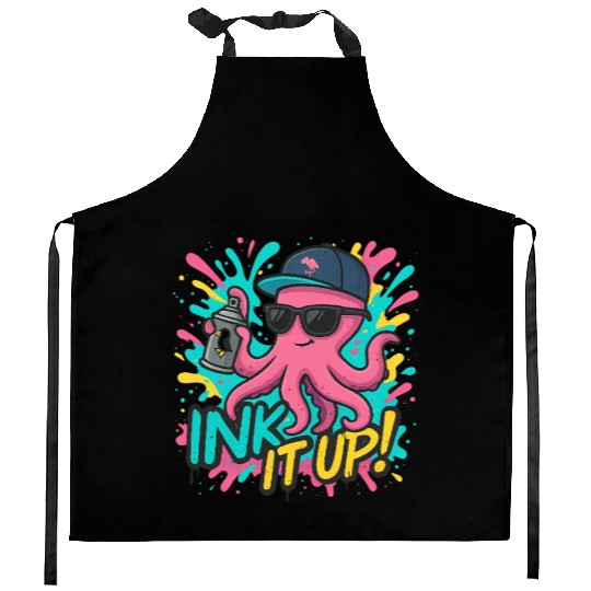 Ink It Up – Cool Graffiti Octopus Street Art Desig Kitchen Aprons