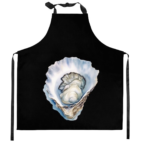 Watercolor Oyster Shell Kitchen Aprons