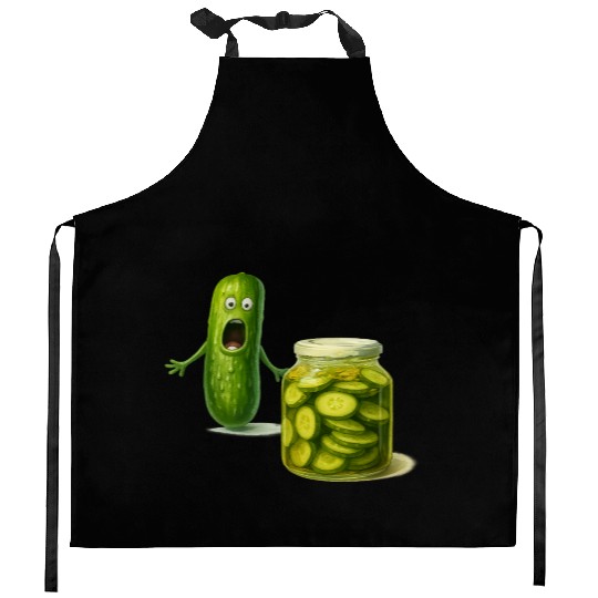 Funny Pickle Cartoon Cute Dill Pickle Jar Reaction Kitchen Aprons