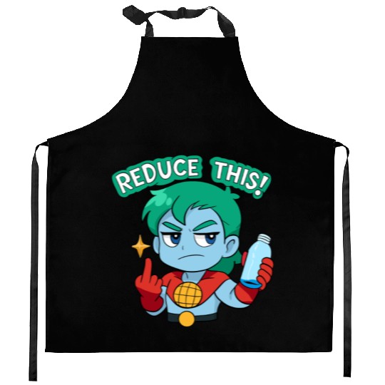 Chibi Style Captain Planet Reduce This!Design Kitchen Aprons