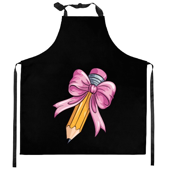 Teacher Coquette Bow Pencil Bow Kitchen Aprons