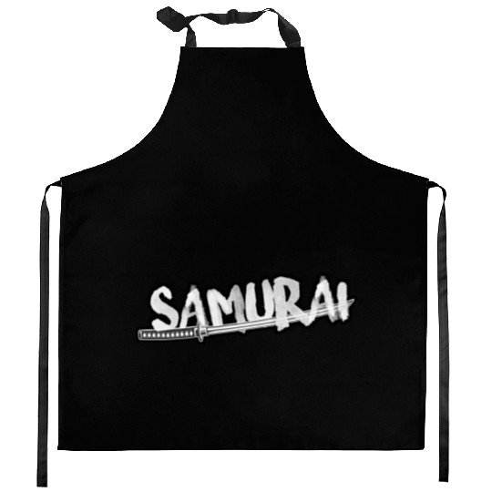 Samurai katana Kitchen Aprons