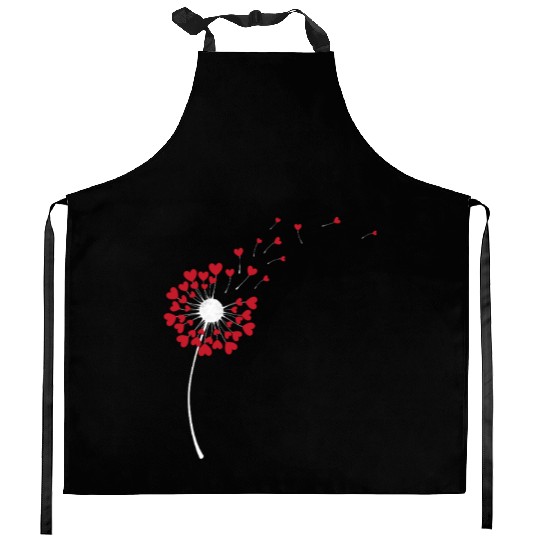 Cute Dandelion Heart Flower Floral Wildflower Kitchen Aprons