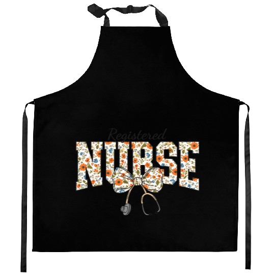 Registered Nurse Coquette Bow Floral Kitchen Aprons