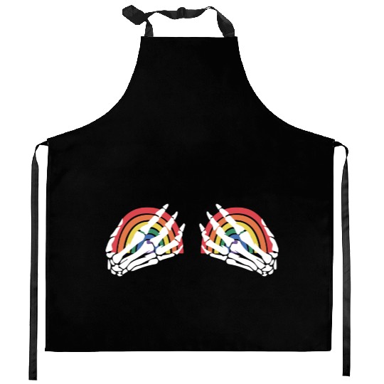 LGBTQ Skeleton Hand Rainbow Kitchen Aprons
