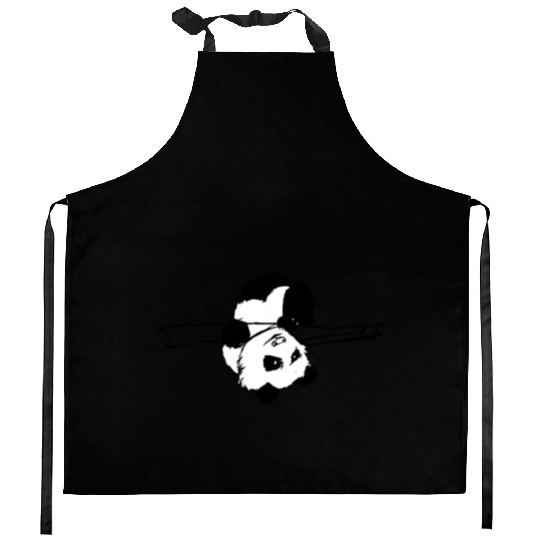 Cute Panda on Bamboo Kitchen Aprons Accessory, Minimalist