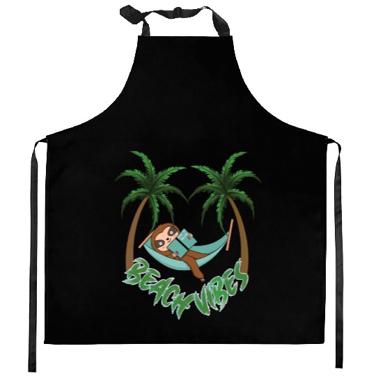 Hot To Relax Sloth Beach Kitchen Aprons