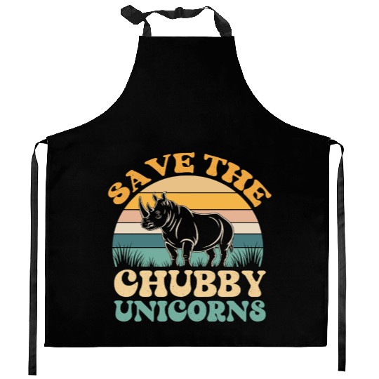 Save The Chubby Unicorns Vintage Funny Rhino Kitchen Aprons