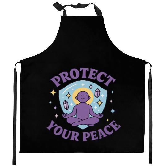 Protect Your Peace Meditation Zen Spiritual M Kitchen Aprons