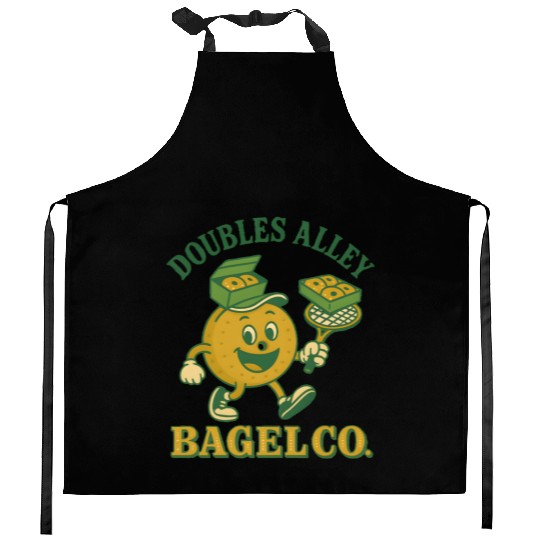 Funny Tennis Humor Kitchen Aprons - Doubles Alley Bagel Co.