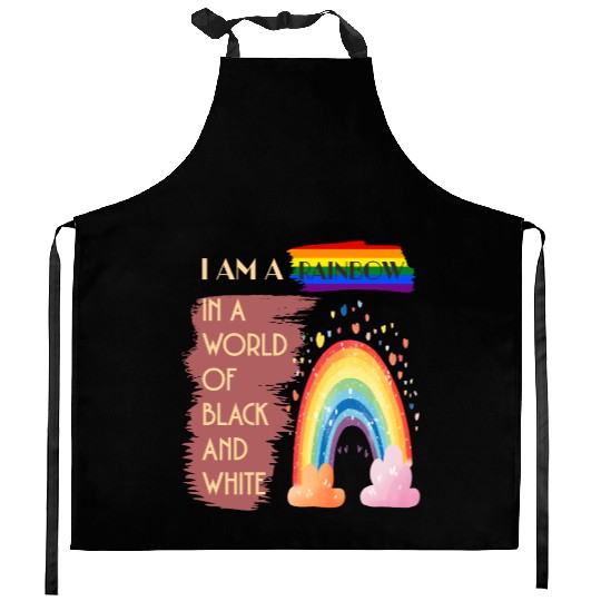 I AM A RAINBOW IN A WORLD OF BLACK AND WHITE Kitchen Aprons