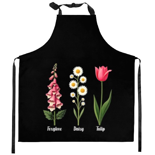 Foxglove Daisy Tulip Vintage Botanical Flowers Kitchen Aprons